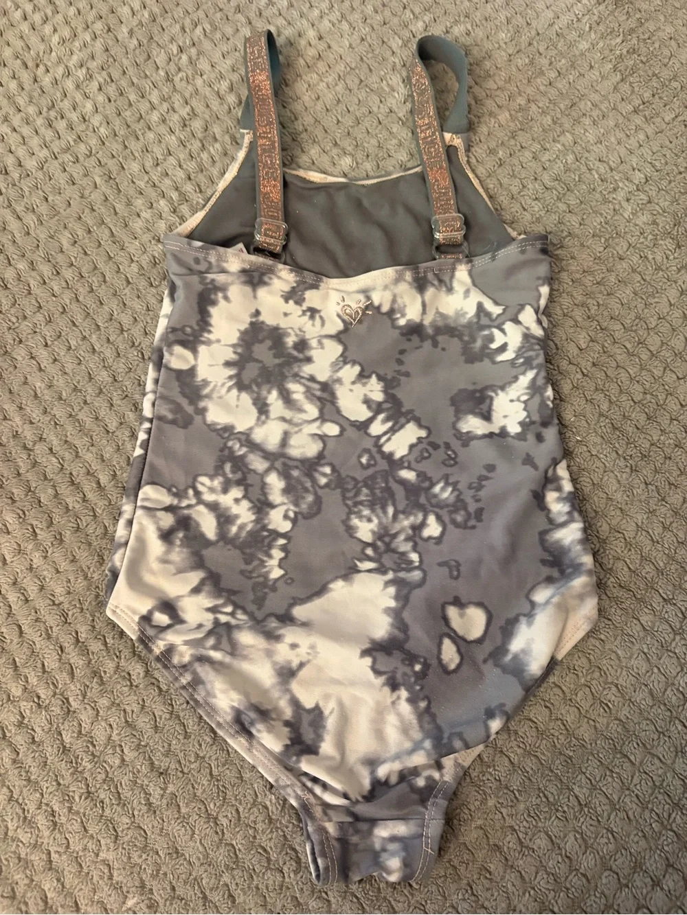 Justice Grey Swimsuit with Rose Gold Logo Strap